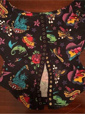 Mark Mahoney Betsey Johnson Tattoo Print Corset Top
